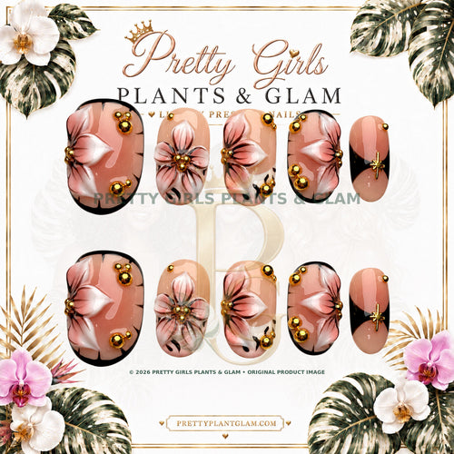 Blush Floral Medallion protected flattened branded nail card by Pretty Girls Plants & Glam