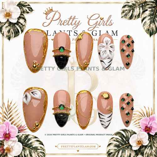 Emerald Crown Luxe protected flattened branded nail card by Pretty Girls Plants & Glam