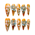 Amber Blossom press-on nail set