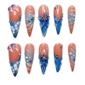 Blue Serenity blue 3d floral reusable press-on nail set