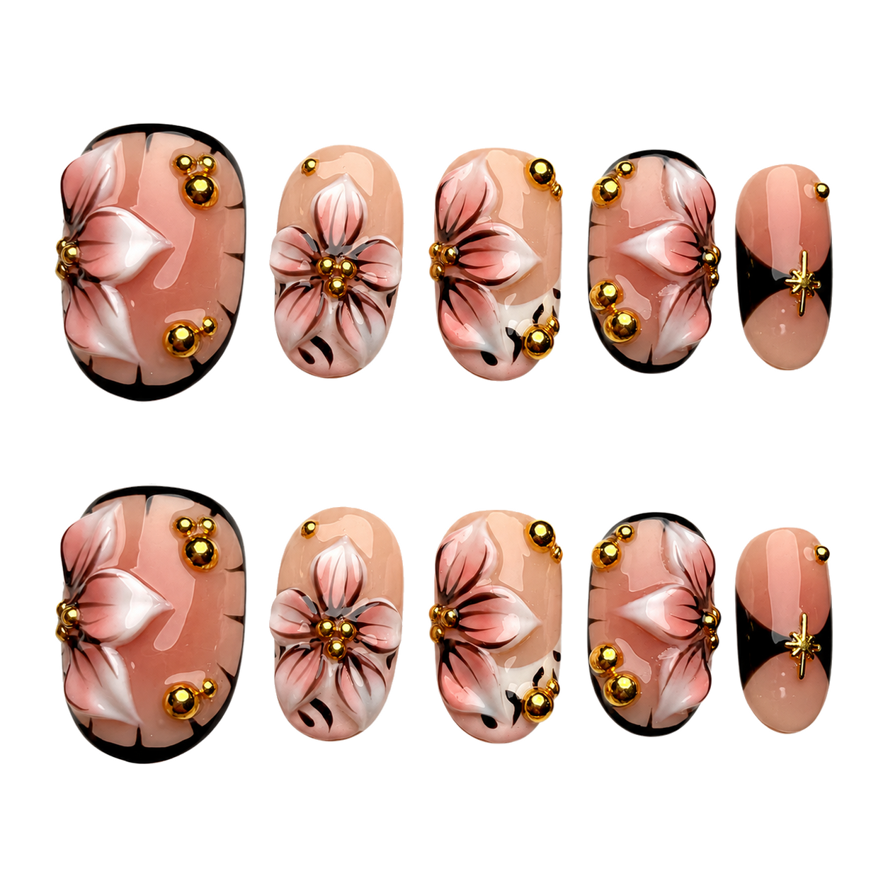 Blush Floral Medallion press-on nail set