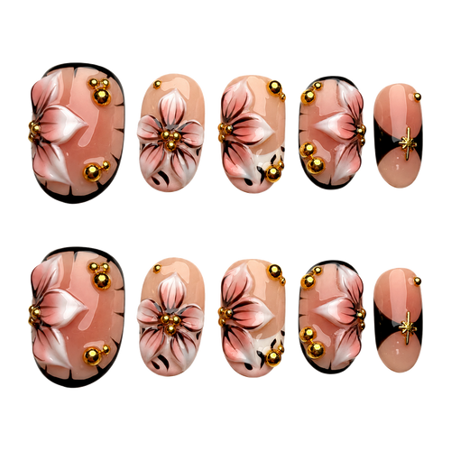 Blush Floral Medallion press-on nail set