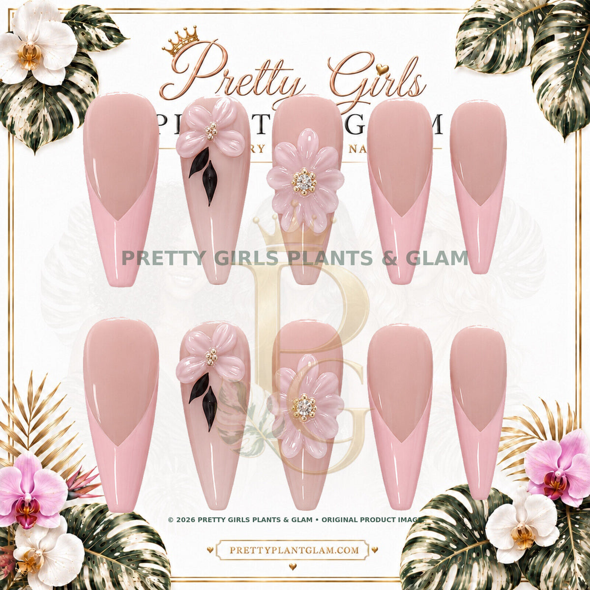 Blush Petal protected flattened branded nail card by Pretty Girls Plants & Glam