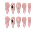 Blush Petal Long coffin · sculpted floral reusable press-on nail set
