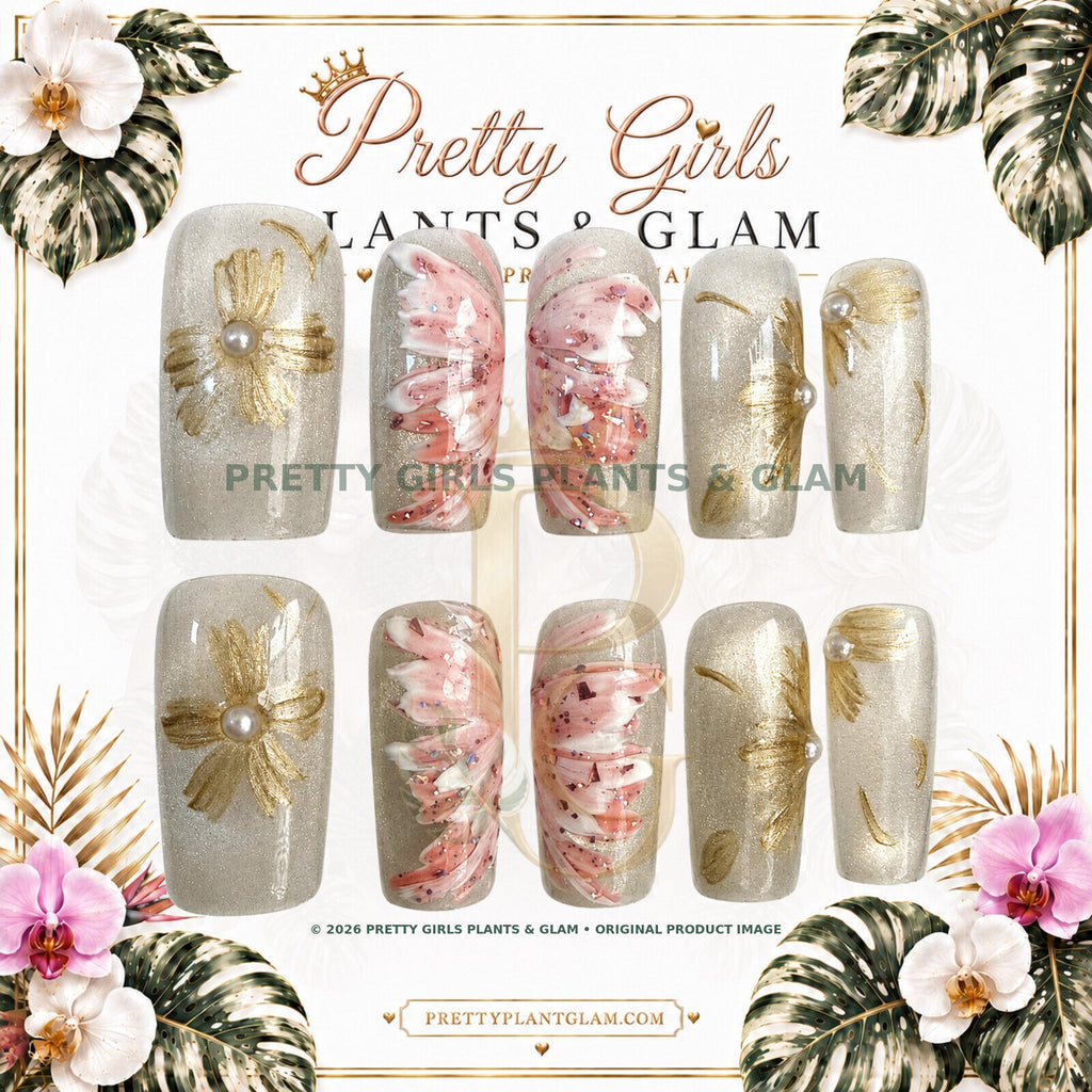 Champagne Garden protected flattened branded nail card by Pretty Girls Plants & Glam