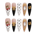 Cherry Royale premium long almond cherry polka dot and gold press-on nail set