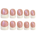 Classic Pink French short square pearlescent press-on nail set