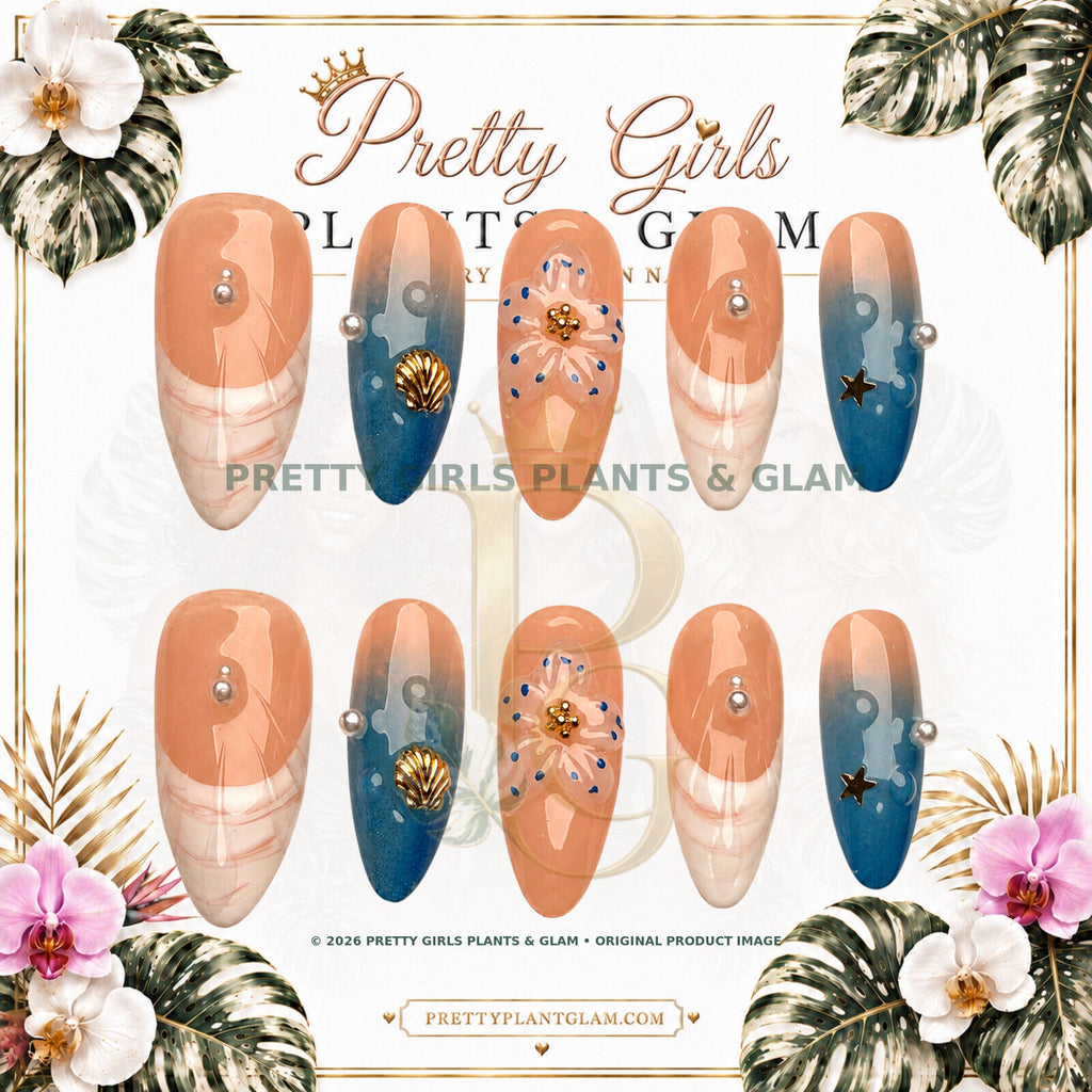 Coastal Bloom protected flattened branded nail card by Pretty Girls Plants & Glam