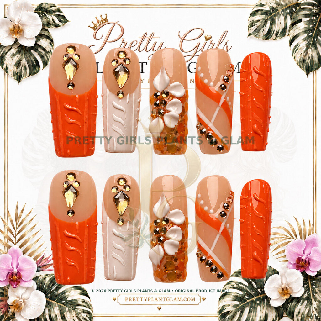 Coral Luxe protected flattened branded nail card by Pretty Girls Plants & Glam