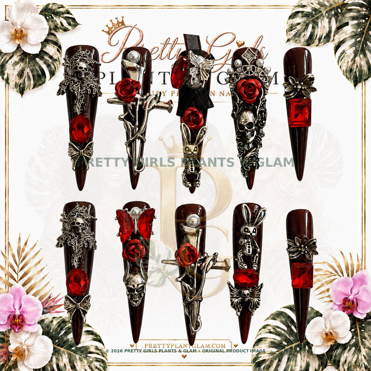 Crimson Romance protected flattened branded nail card by Pretty Girls Plants & Glam