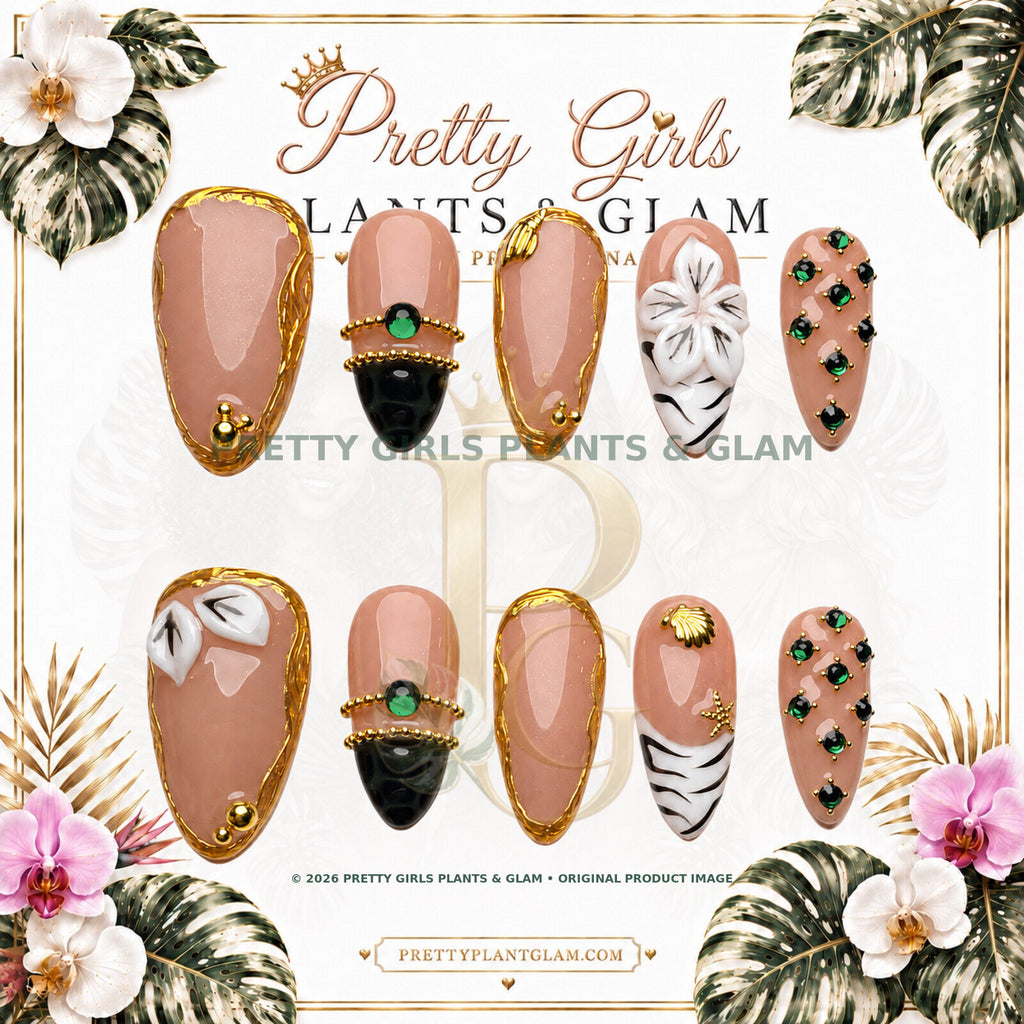Emerald Crown Luxe protected flattened branded nail card by Pretty Girls Plants & Glam