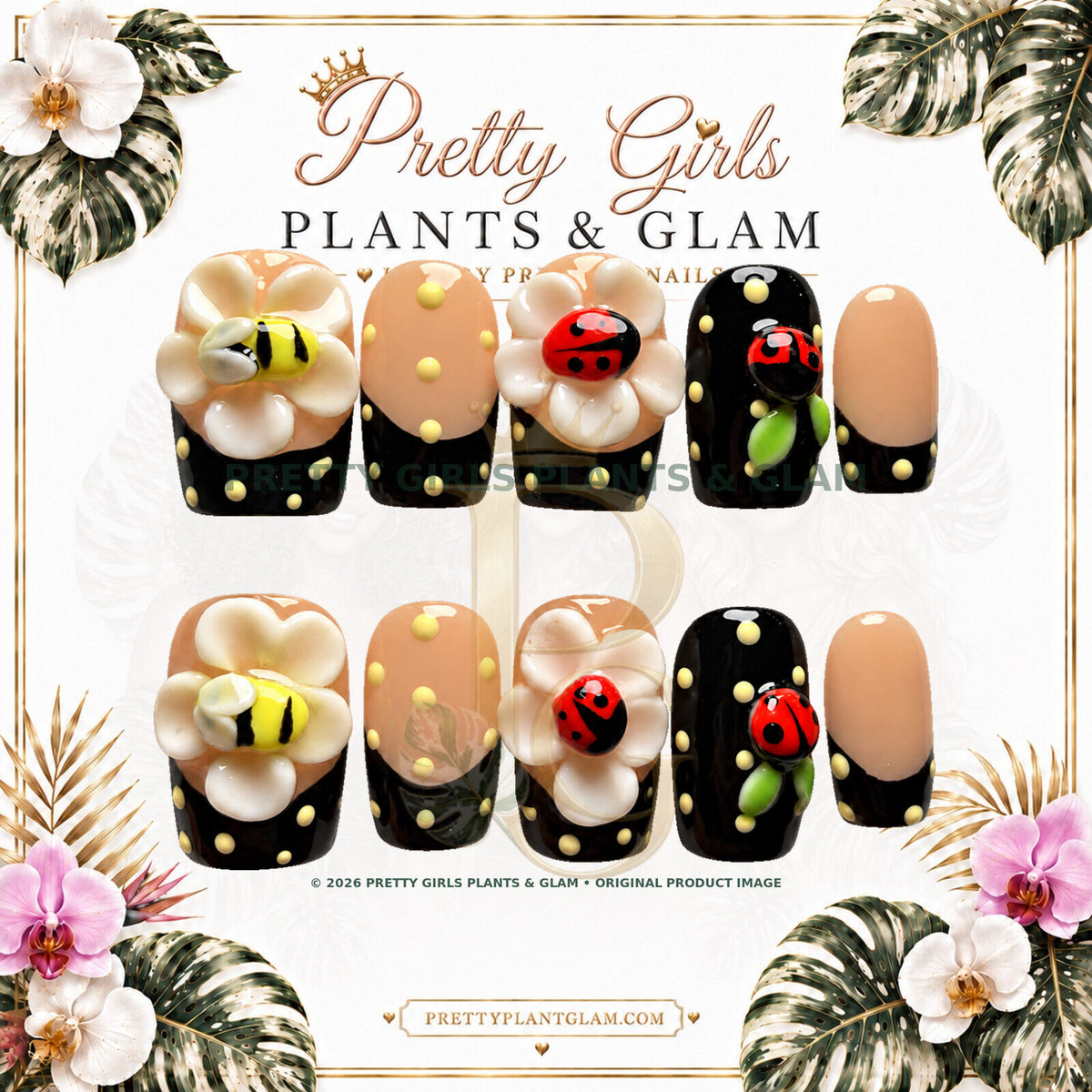Garden Friends protected flattened branded nail card by Pretty Girls Plants & Glam
