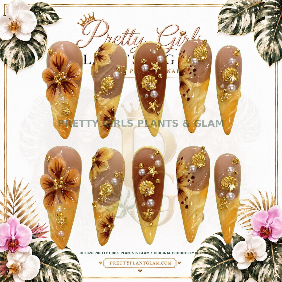 Golden Hour protected flattened branded nail card by Pretty Girls Plants & Glam
