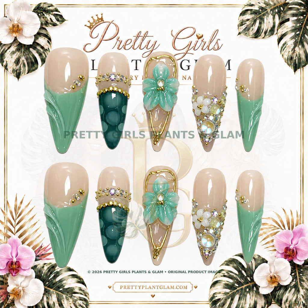 Jade Garden protected flattened branded nail card by Pretty Girls Plants & Glam