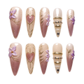 Lavender Romance purple embellished reusable press-on nail set