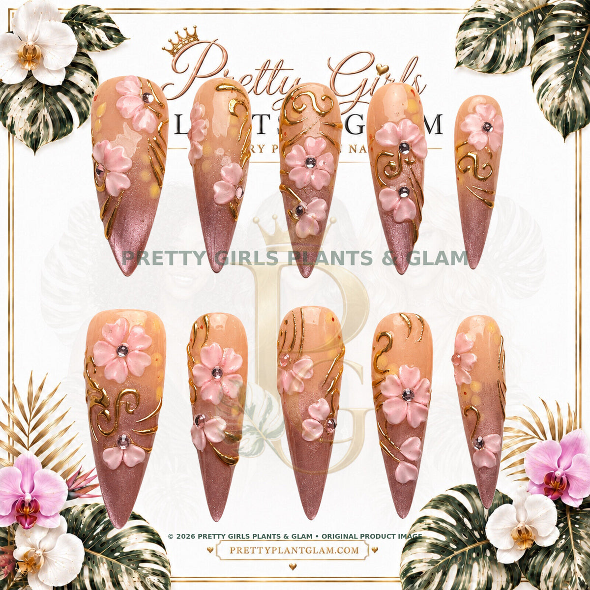 Mauve Garden protected flattened branded nail card by Pretty Girls Plants & Glam