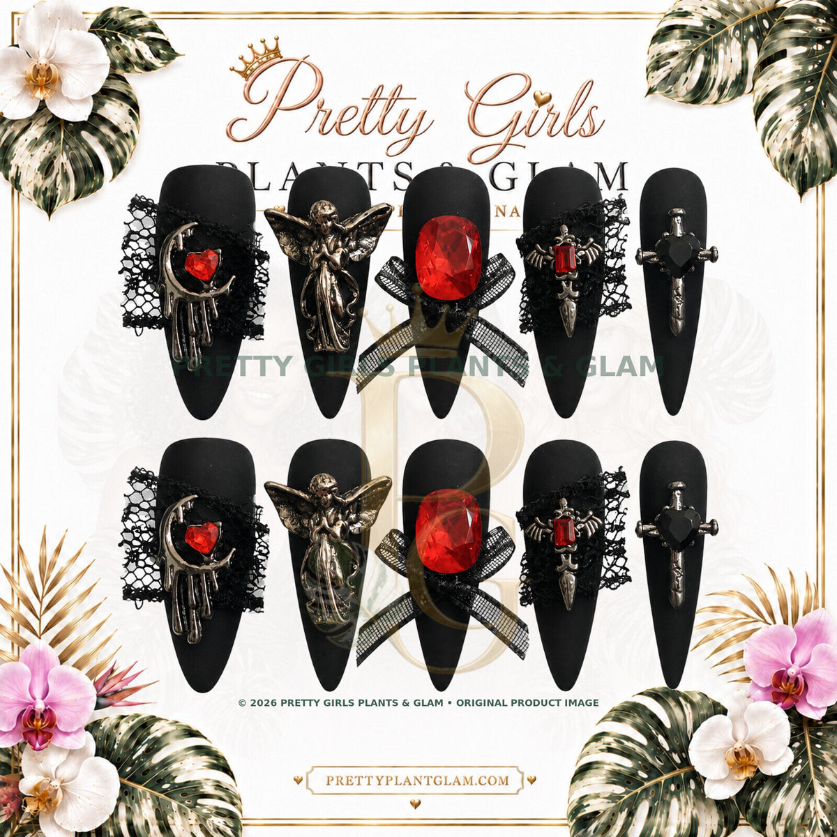 Midnight Devotion protected flattened branded nail card by Pretty Girls Plants & Glam