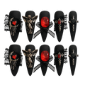 Midnight Devotion red embellished reusable press-on nail set