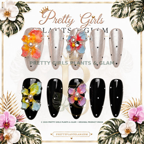 Midnight Watercolor protected flattened branded nail card by Pretty Girls Plants & Glam