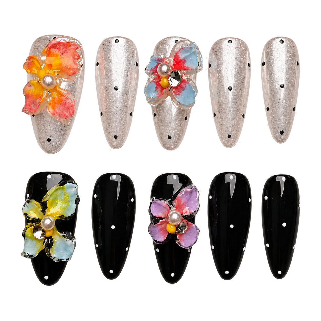 Midnight Watercolor press-on nail set