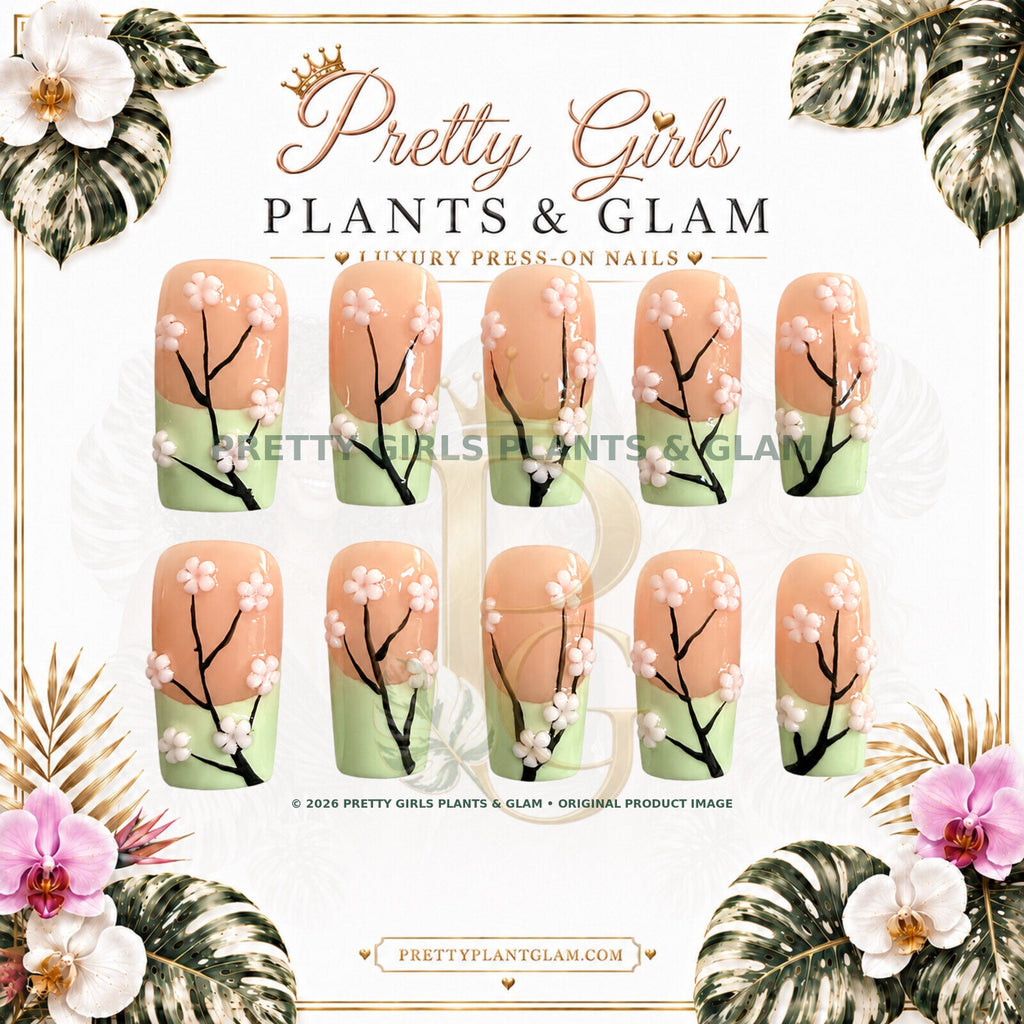 Mint Blossom protected flattened branded nail card by Pretty Girls Plants & Glam