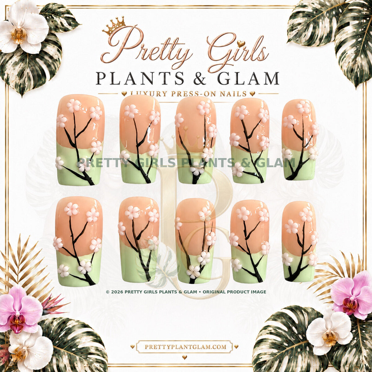Mint Blossom protected flattened branded nail card by Pretty Girls Plants & Glam