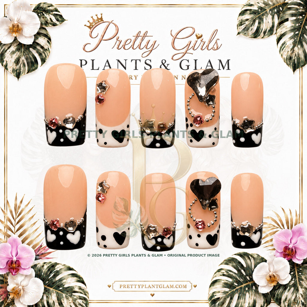 Noir Hearts protected flattened branded nail card by Pretty Girls Plants & Glam