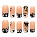 Noir Hearts neutral crystal reusable press-on nail set