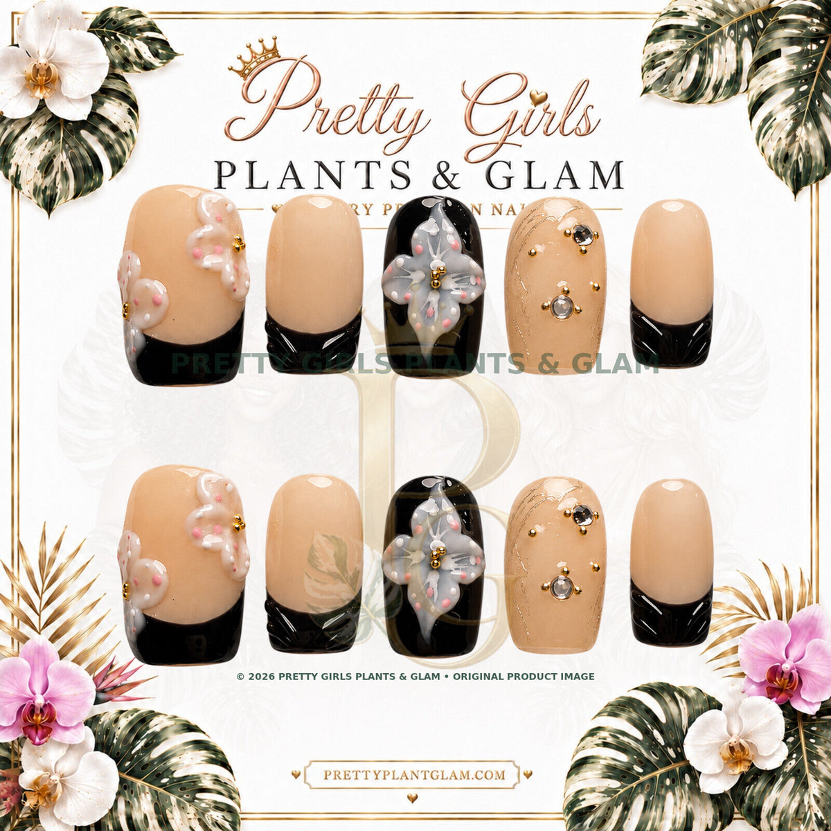 Noir Lily protected flattened branded nail card by Pretty Girls Plants & Glam