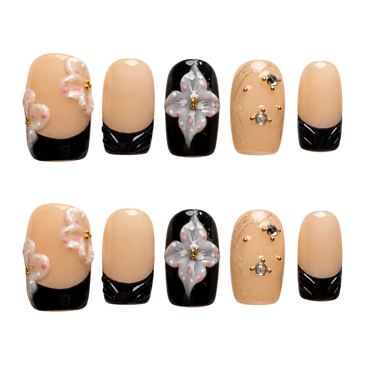 Noir Lily press-on nail set