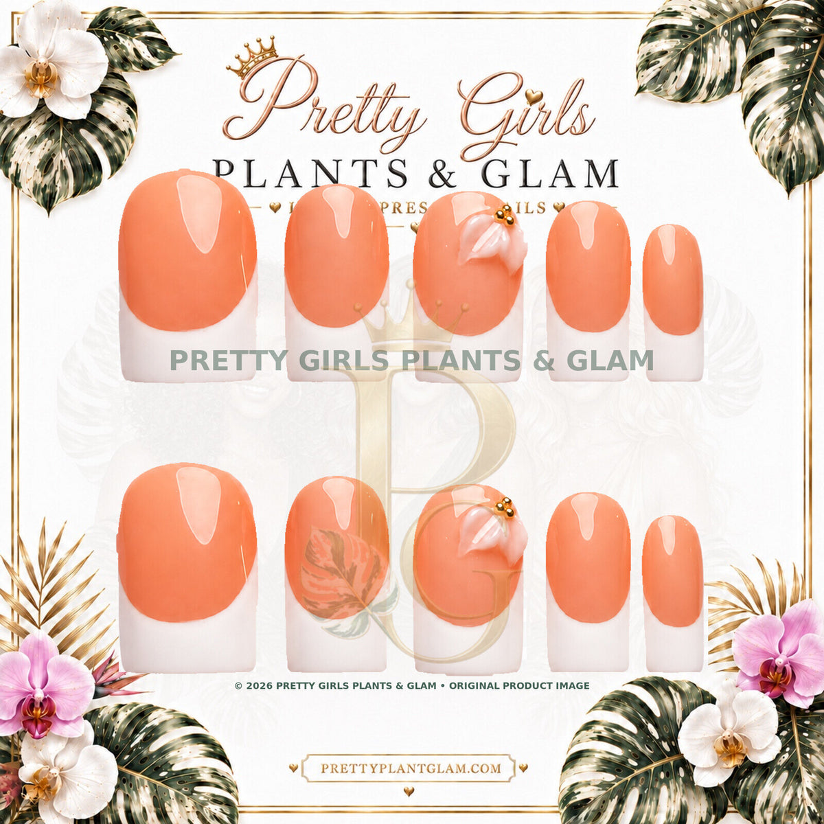 Peach Petal French protected flattened branded nail card by Pretty Girls Plants & Glam