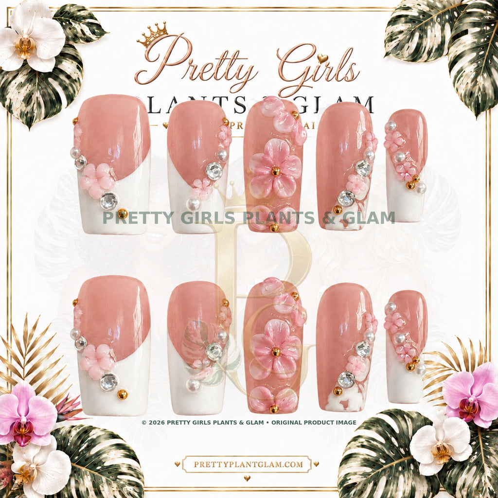 Pink Blossom protected flattened branded nail card by Pretty Girls Plants & Glam