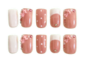 Pink Bow Short square · coquette bow reusable press-on nail set