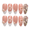 Pink Crystal Bloom press-on nail set