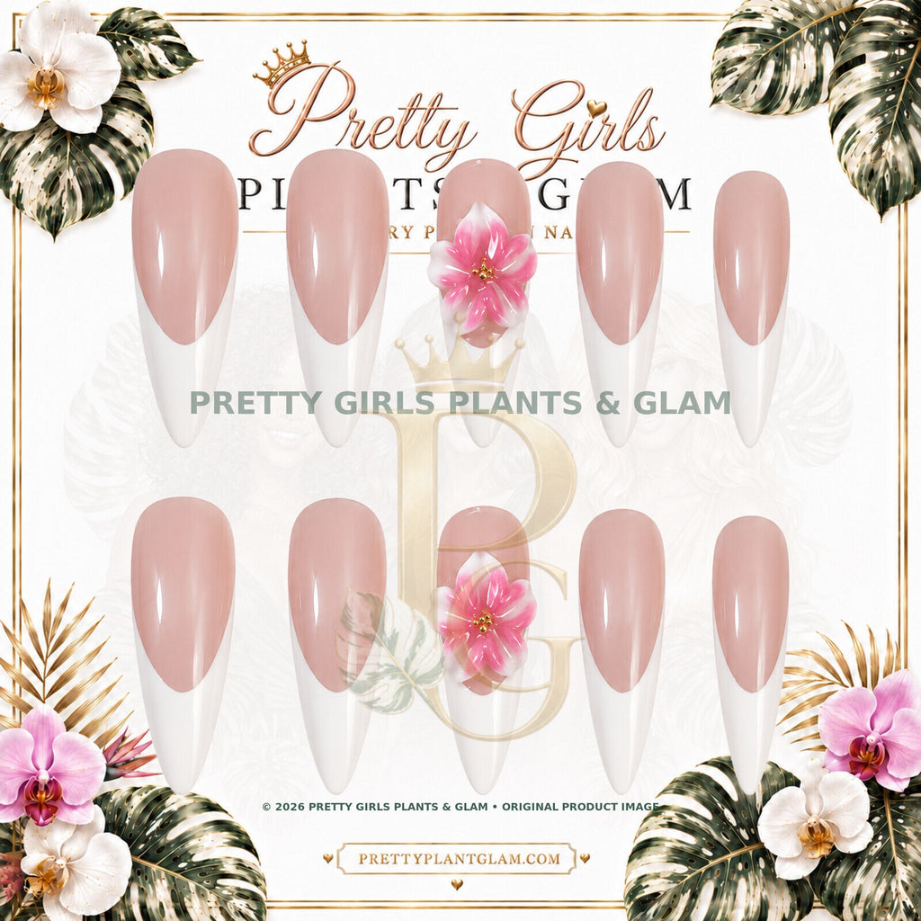 Pink French Bloom protected flattened branded nail card by Pretty Girls Plants & Glam