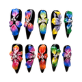 Rainbow Orchid Noir press-on nail set