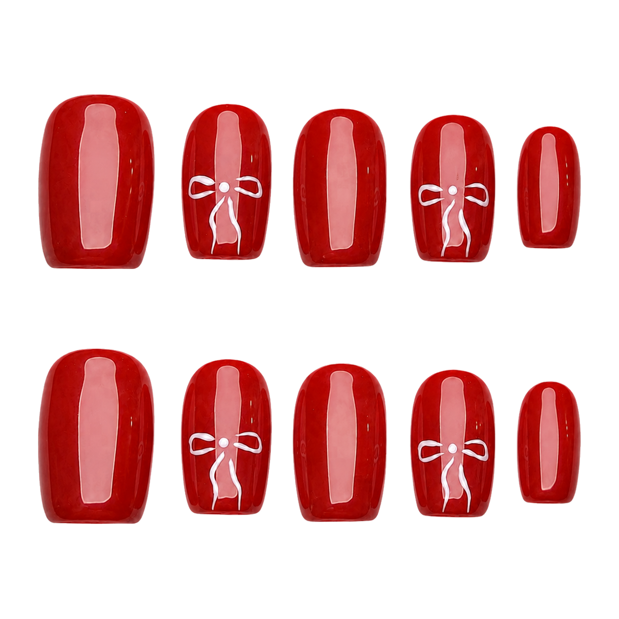 Red Ribbon press-on nail set