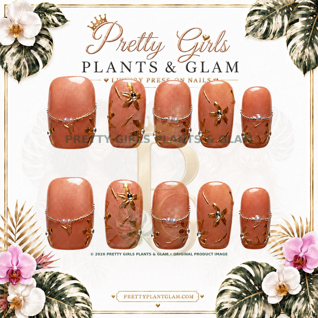 Rose Gold Vine protected flattened branded nail card by Pretty Girls Plants & Glam