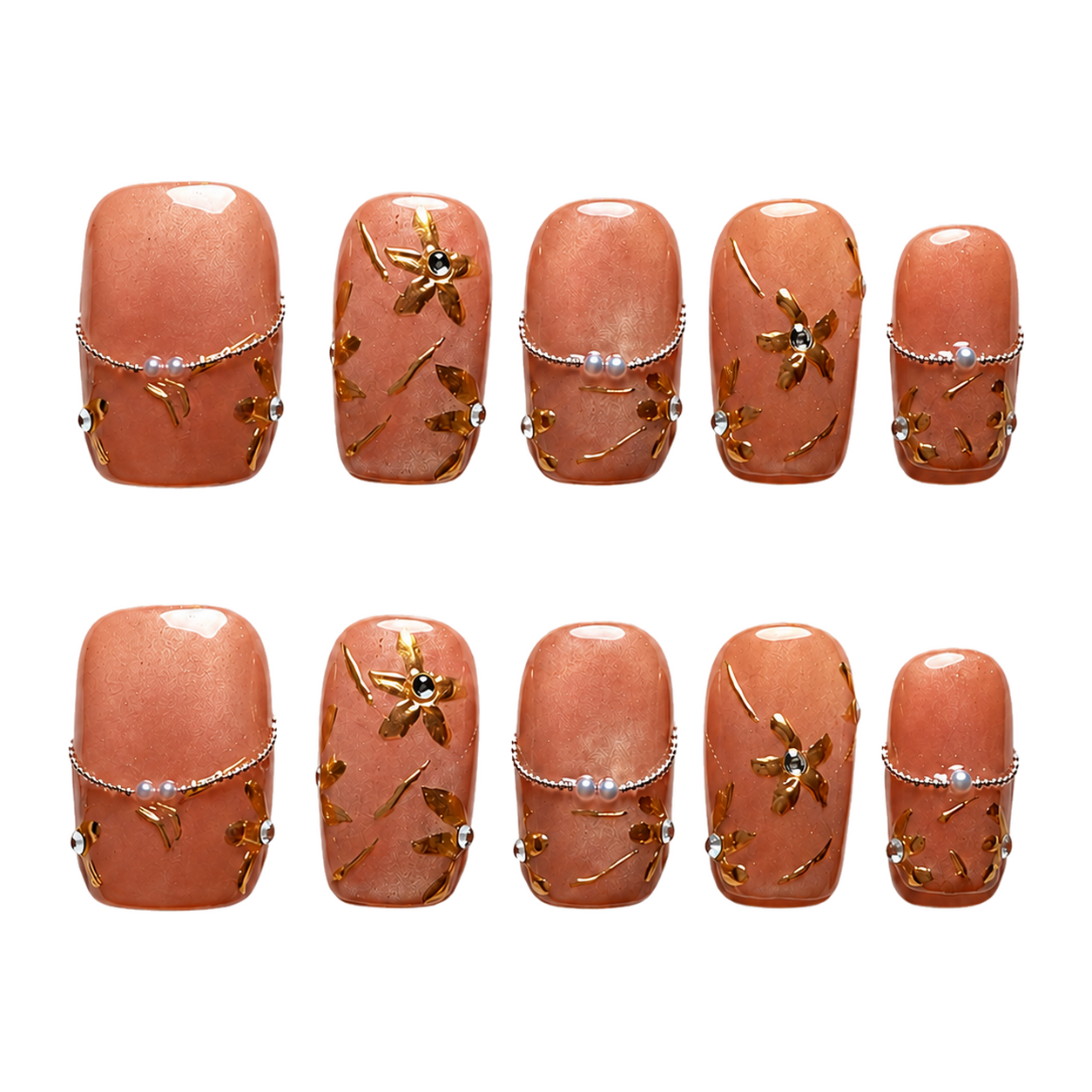 Rose Gold Vine press-on nail set