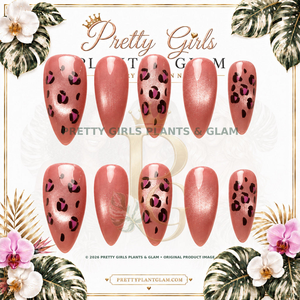 Rose Leopard protected flattened branded nail card by Pretty Girls Plants & Glam