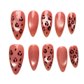 Rose Leopard pink embellished reusable press-on nail set