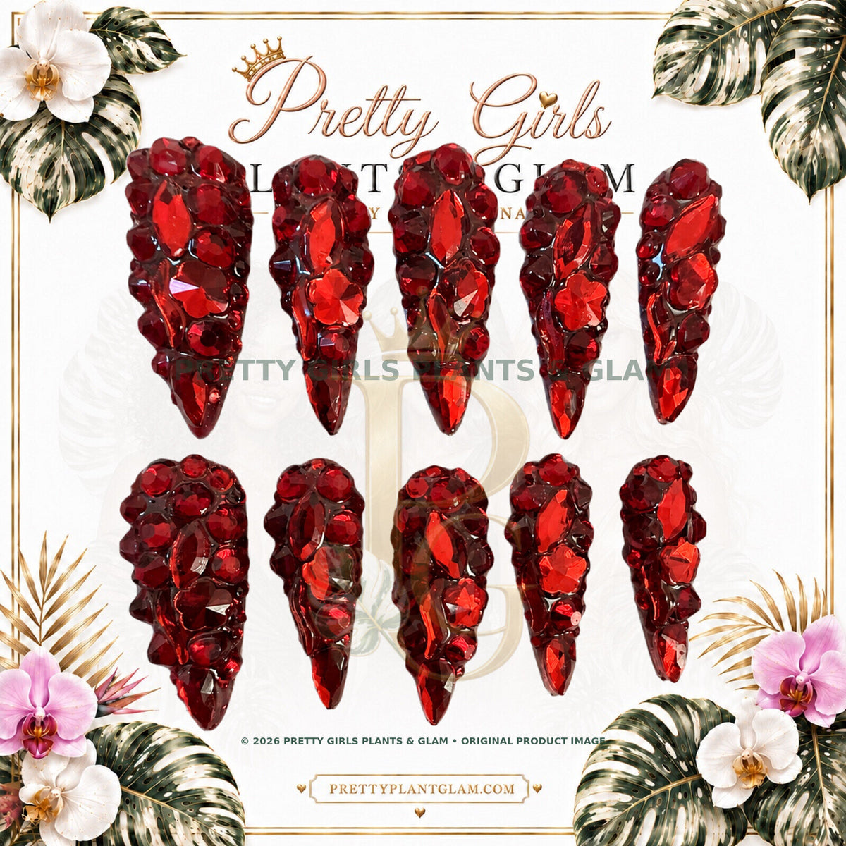 Ruby Royale protected flattened branded nail card by Pretty Girls Plants & Glam