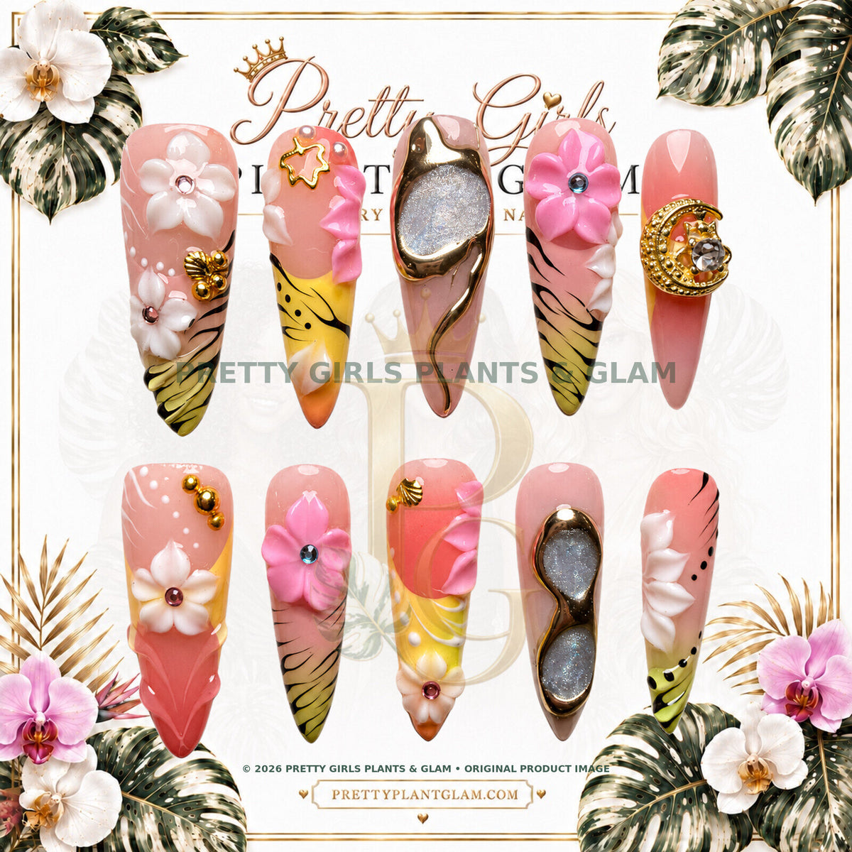 Safari Sunset protected flattened branded nail card by Pretty Girls Plants & Glam