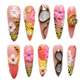 Safari Sunset yellow embellished reusable press-on nail set