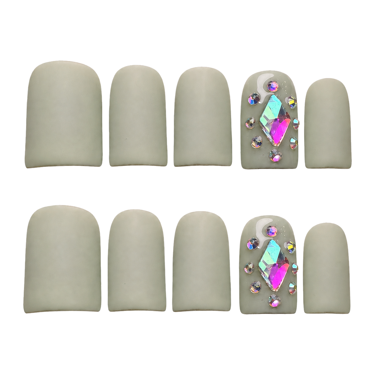 Sage Crystal press-on nail set