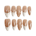 Sculpted Pearl French long nude and white textured press-on nail set