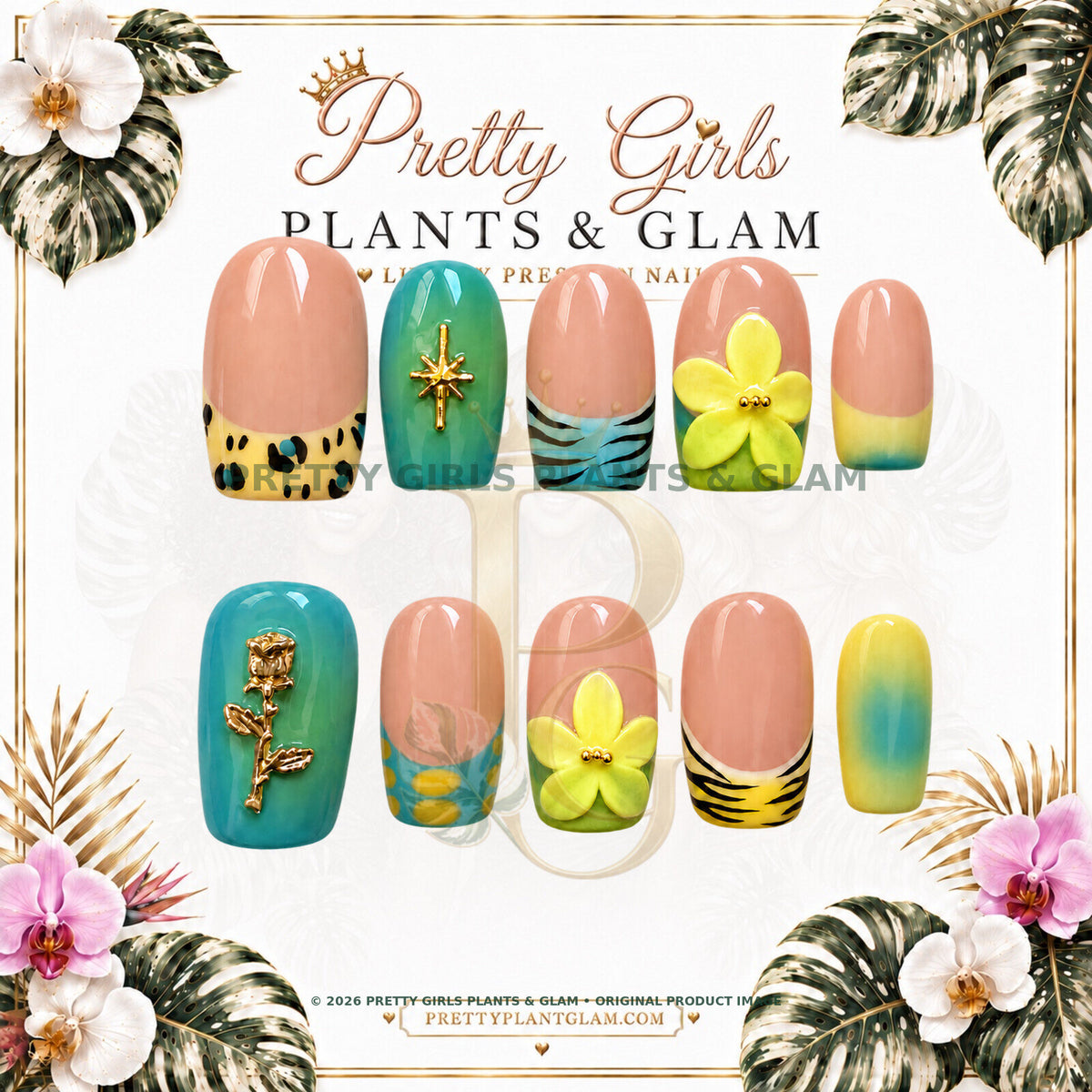 Tropical Garden protected flattened branded nail card by Pretty Girls Plants & Glam
