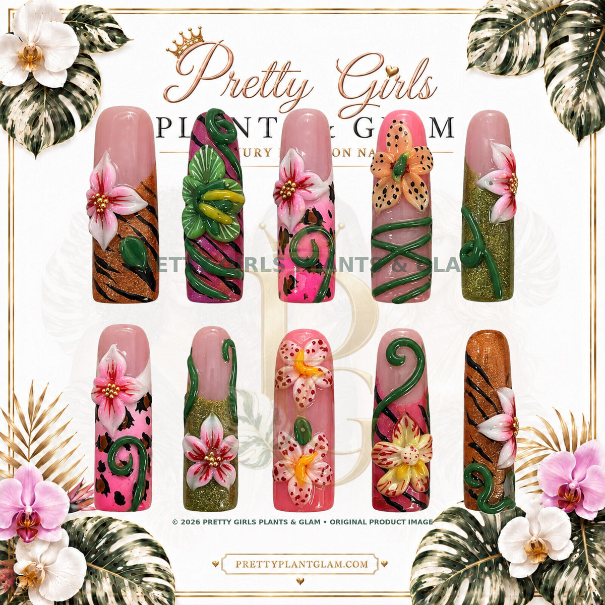 Tropical Muse protected flattened branded nail card by Pretty Girls Plants & Glam